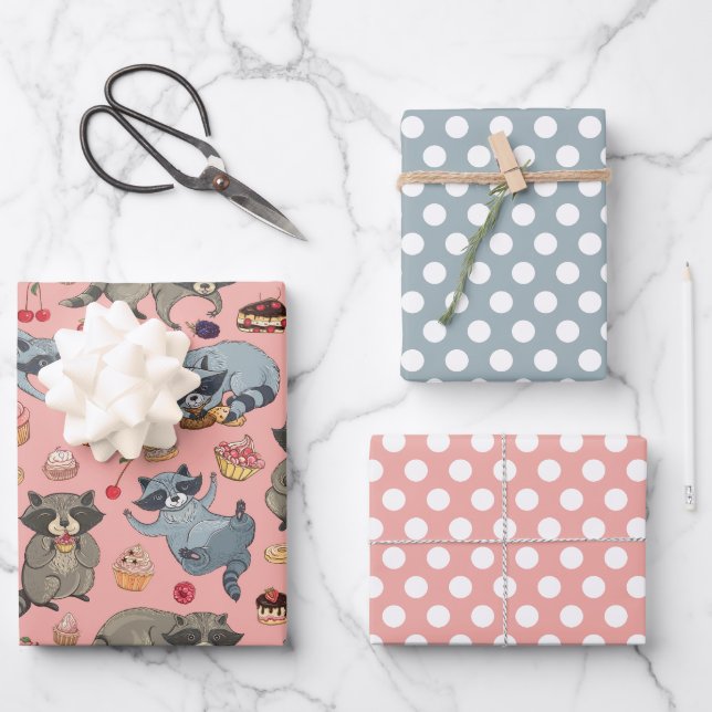 Raccos und Desserts Verpackungspapier Set Geschenkpapier Set (Vorderseite)