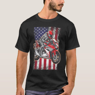 Race Biker Vintag American Flag Speed Motor Sport T-Shirt