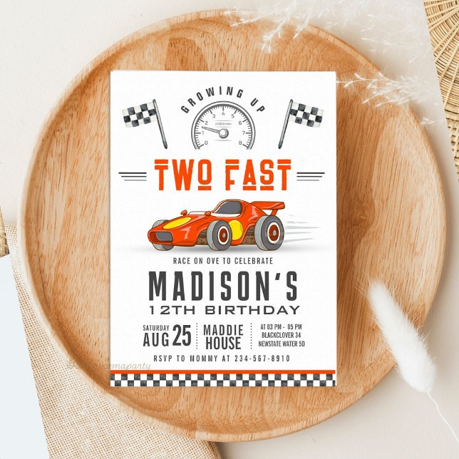 Race Car 2e anniversaire fête Editable Invitation (Race Car 2nd Birthday Party Editable Invitation
)