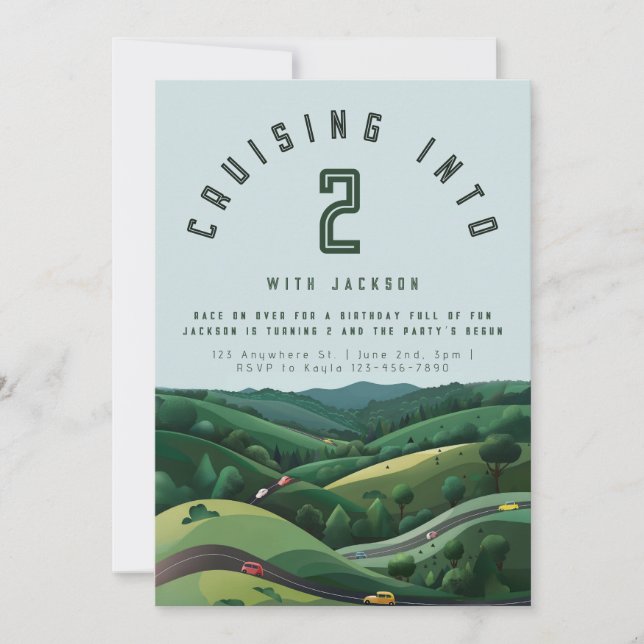 Race Car 2e Invitation Anniversaire | Les deux pet (Devant)