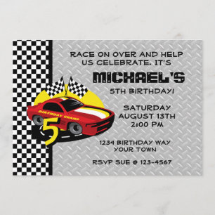 Race Car 5e anniversaire Invitation