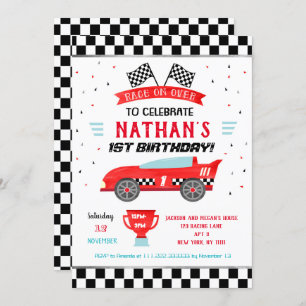 Race Car Anniversaire Fête Invitations