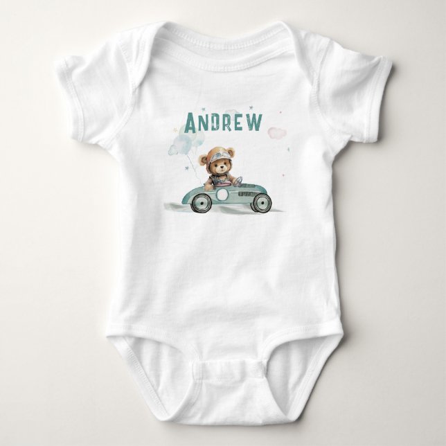 Race Car Baby Bear Baby Strampler (Vorderseite)