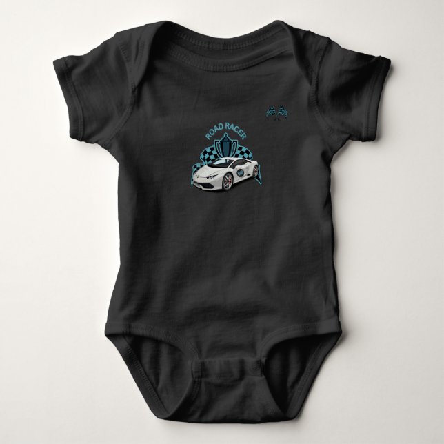 Race Car Baby Black Bodysuit Strampler (Vorderseite)