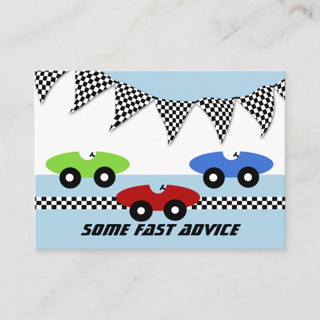 Race Car Baby Duschberatungskarten Hinweiskarte (Vorderseite)