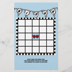 Race Car Baby Dusche Bingo