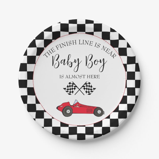Race Car Baby Dusche Pappteller (Vorderseite)