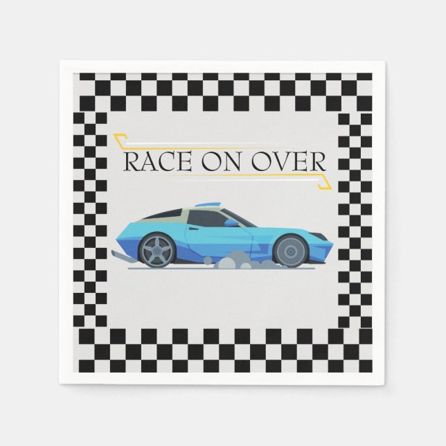 Race Car Baby Dusche Thema Serviette (Vorderseite)