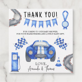 Race car Baby Dusche - vielen Dank Geschenkanhänger