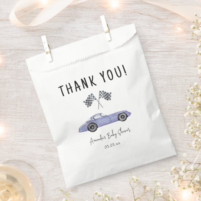 Race car Baby Dusche - vielen Dank Geschenktütchen (Ausgeschnitten)