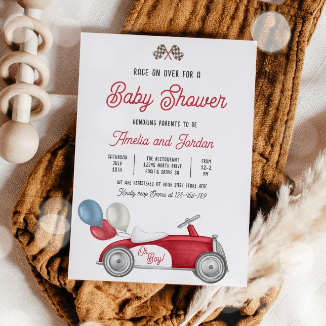 Race Car Baby Shower Boy Red Race Car Dusche Einladung (Von Creator hochgeladen)