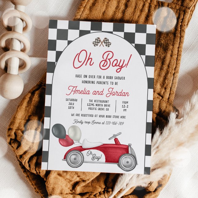 Race Car Baby Shower Boy Red Race Car Shower Einladung (Von Creator hochgeladen)