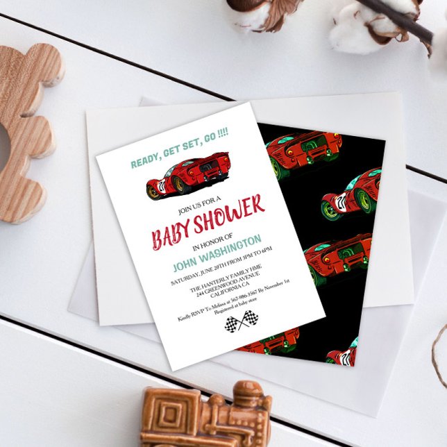 Race Car Baby Shower Einladung (Von Creator hochgeladen)