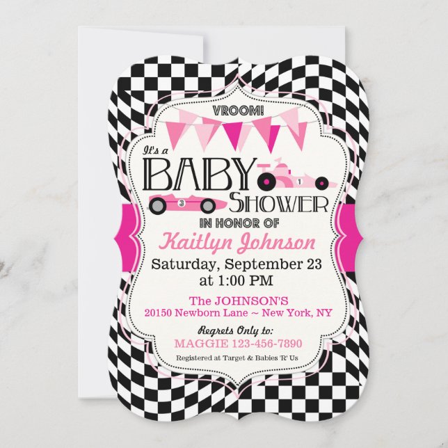 Race Car Baby Shower Einladungskarte (Vorderseite)