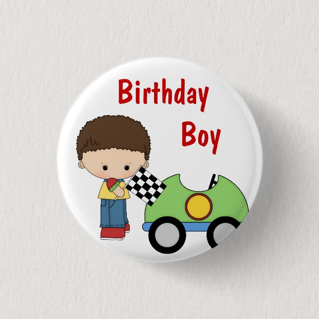 Race Car Birthday Boy Button (Vorderseite)