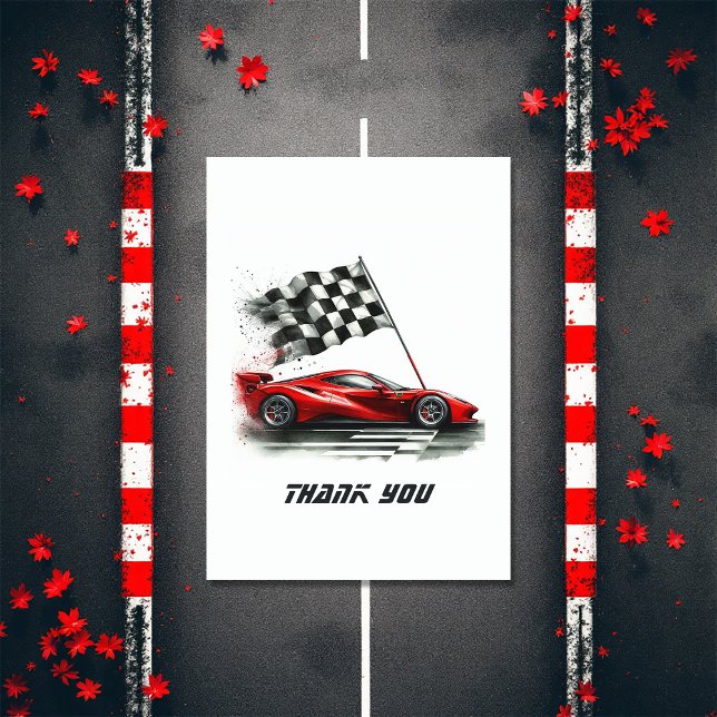 Race Car Birthday Dankeskarte (Race Car Birthday Thank You Card)