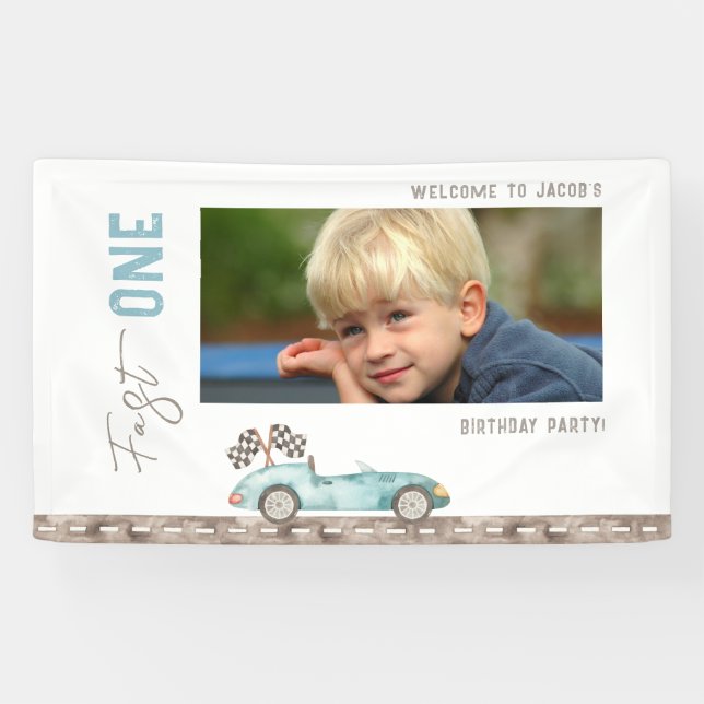 Race Car Birthday Foto Banner (Horizontal)