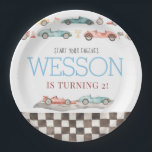 Race Car Birthday Paper Teller<br><div class="desc">Race Car Birthday Papier Teller,  zwei schnelle Geburtstage,  Rennstrecke Geburtstagsfeier</div>