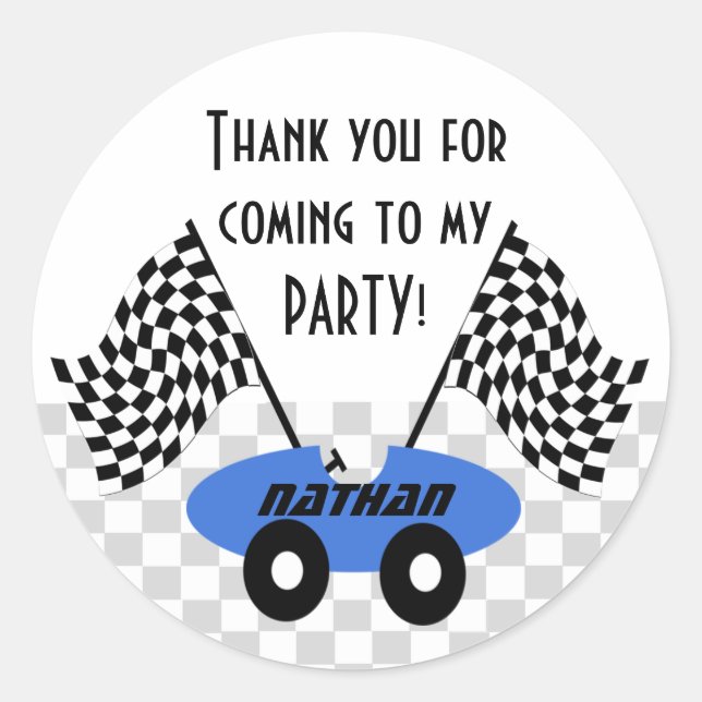 Race Car Birthday Runder Aufkleber (Vorderseite)