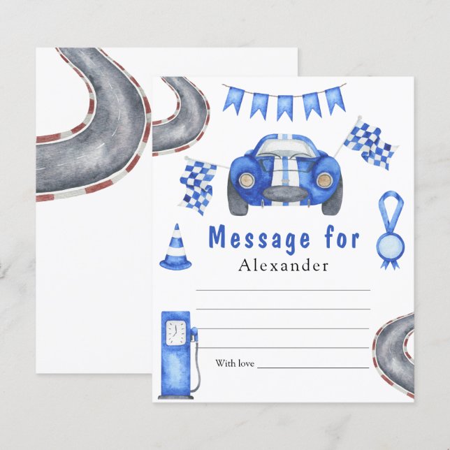 Race Car Birthday - Time Capsule Message (Vorne/Hinten)