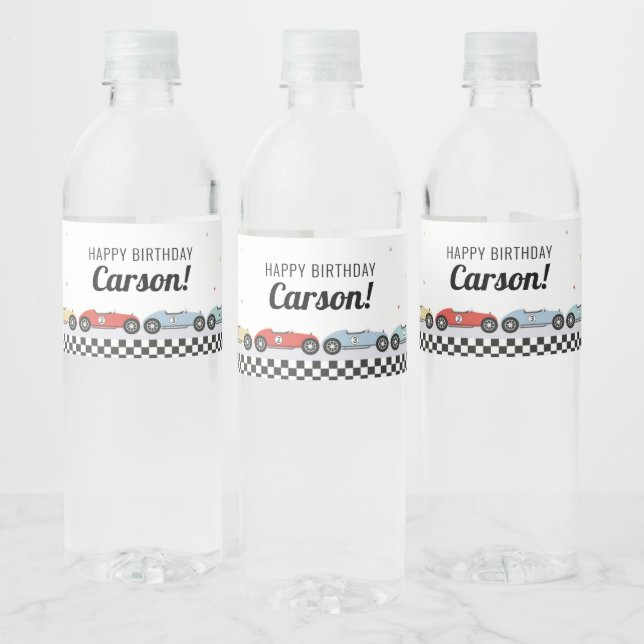 Race Car Birthday Wasser Flasche Etikett (Flaschen)