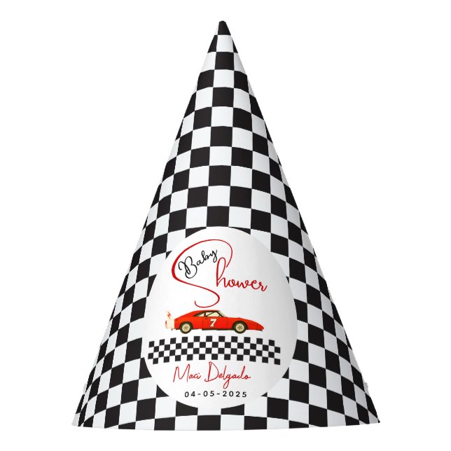 Race Car Boy Baby Shower | Little Racer Party Partyhütchen (Vorderseite)
