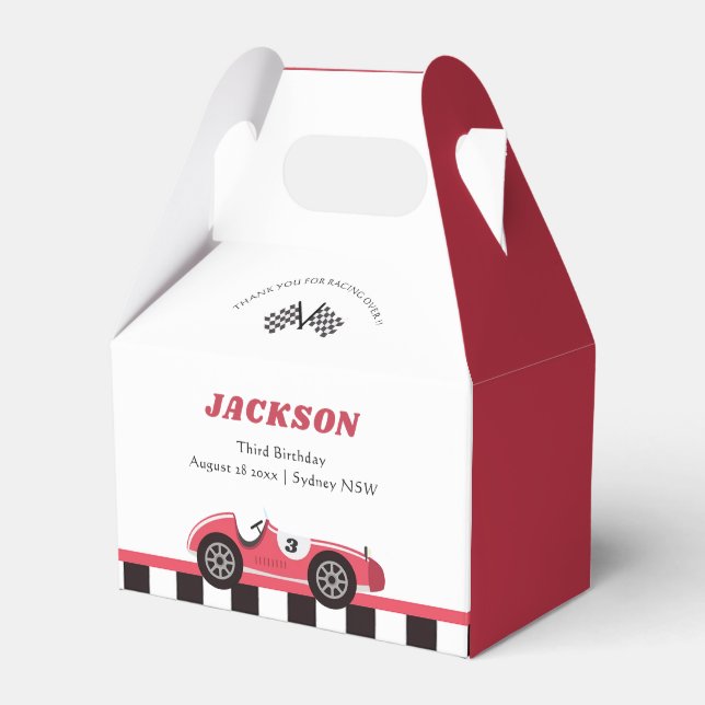 Race Car Boy Geburtstagsparty Geschenkschachtel (Vorderseite)