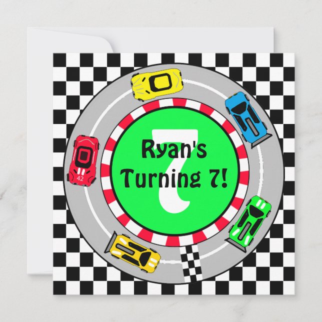 Race Car Boy's Birthday Invitation (Devant)