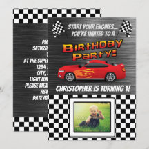 Race Car Checked Flag Foto Boys Birthday Party
