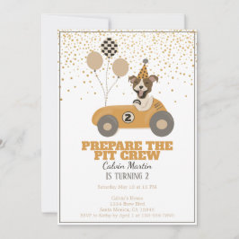 Race Car Dog Boys Zweite Geburtstagsparty Einladung