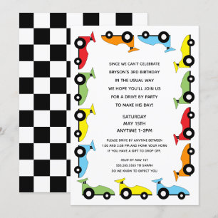 Race Car Drive by Birthday Party Einladung