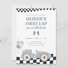 Race Car First Lap Around the Track 1st Birthday Einladung