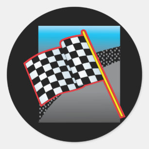 Race Car Flag Runder Aufkleber