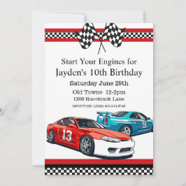 Race Car Geburtstag, 10. Geburtstag Einladung
