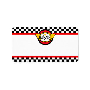 Race Car Geburtstagsparty Adressaufkleber