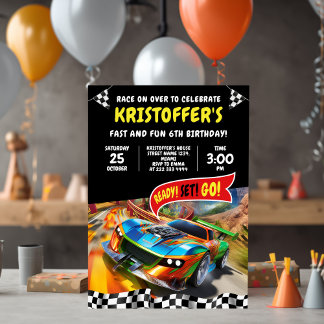 Race Car Geburtstagsparty Einladung