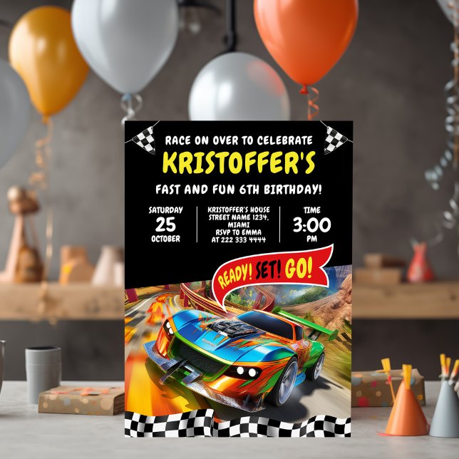 Race Car Geburtstagsparty Einladung (Von Creator hochgeladen)