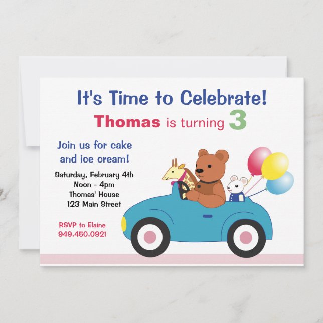 Race Car Geburtstagsparty Einladung (Vorderseite)