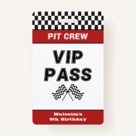 Race Car Geburtstagsparty Pit Crew VIP Pass Stopp Ausweis