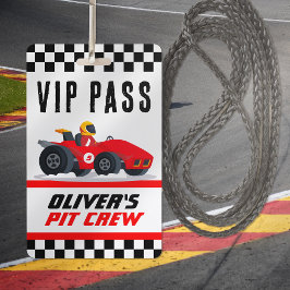 Race Car Geburtstagsparty VIP Pit Crew Pass Ausweis