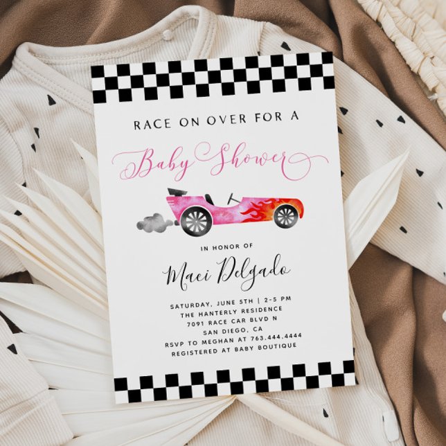 Race Car Girl Baby shower Invitation (Créateur téléchargé)