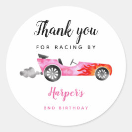 Race Car Girl Geburtstagsparty Runder Aufkleber