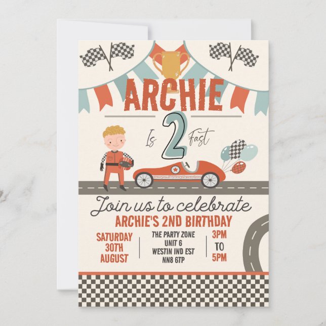 Race Car Invitations Thématiques - Parfait pour le (Devant)