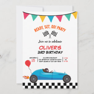 Race Car Kindergeburtstag Party Grußkarte Ankündigung