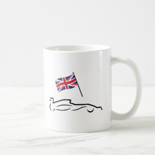 Race Car Line Zeichnend mit britischer Flagge Kaffeetasse