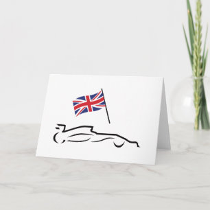 Race Car Line Zeichnend mit britischer Flagge Karte