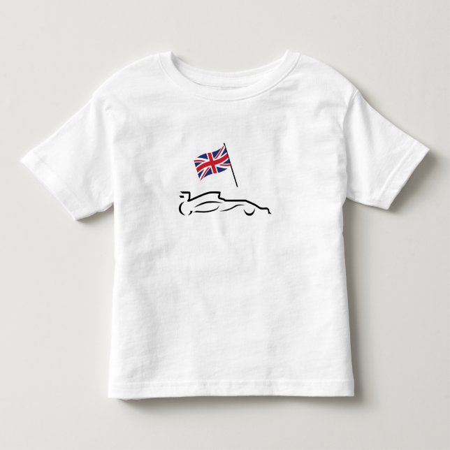 Race Car Line Zeichnend mit britischer Flagge Kleinkind T-shirt (Vorderseite)