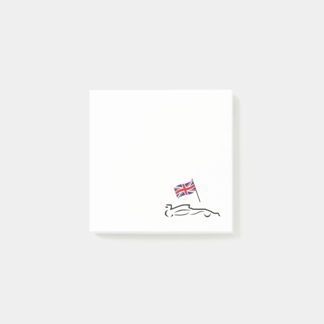 Race Car Line Zeichnend mit britischer Flagge Post-it Klebezettel (Vorderseite)