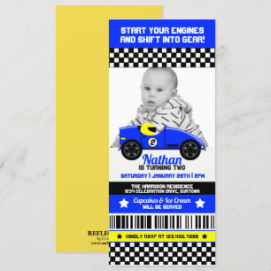 Race Car Modèle photo Anniversaire Fête Invitation