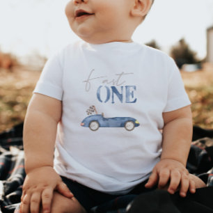 Race Car Navy Blue 'Fast One' Geburtstags-T - Shir Baby T-shirt